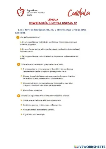 Comprensión Lectora -¿Qué fue de Cenicienta?- (Unidad 12)