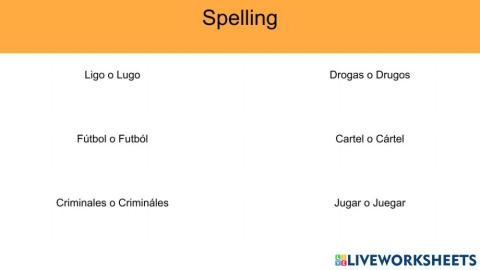 Spanish spelling select