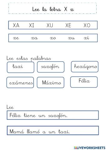 Lectura letra x