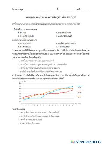 แบบทดสอบเรื่อง สารบริสุทธิ์ ม.1