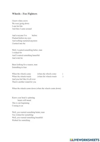 Wheels - Foo Fighters