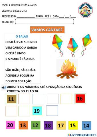 Sequência do 11 ao 20