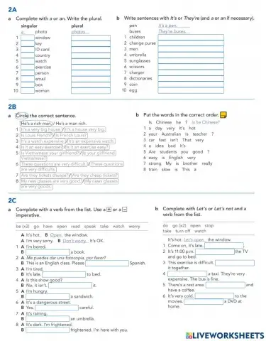 -Singular & Plural Nouns-, -Imperatives-