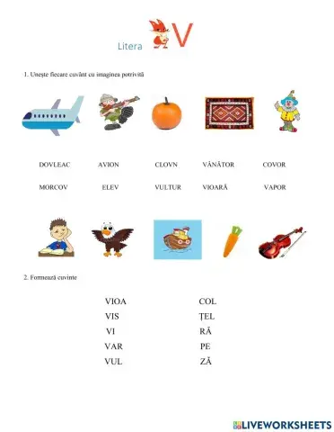 Sunetul și litera v, V