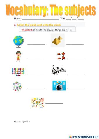 Vocabulary: The subjects