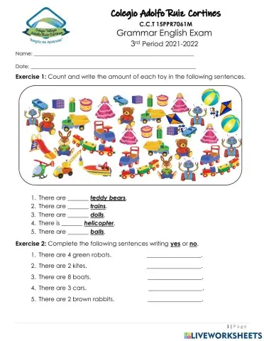 Grammar English Exam 3rd Period