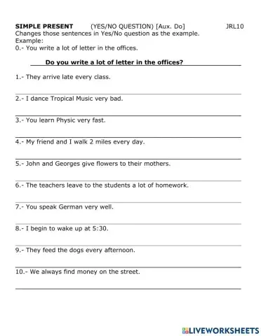 Simple Present, yes-no questions