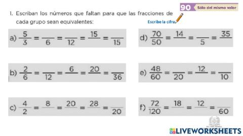 Desafío 90 Fracciones equivalentes