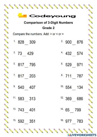 Comparison of 3 digit number WS 2