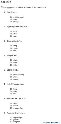 IE1, Unit 1, grammar & vocabulary, Exercise 3