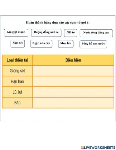 Biểu hiện của thiên tai