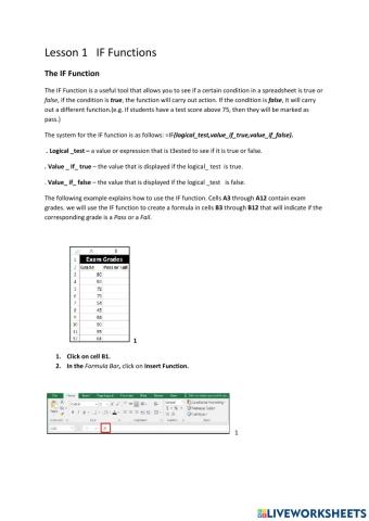 Lesson 1 IF Functions