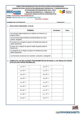 Funciones trigonometricas