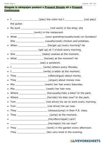 Present Simple and Present Continuous