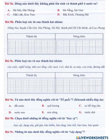 Tiếng Việt 3 lên 4 - Dạng 7b: Mở rộng vốn từ