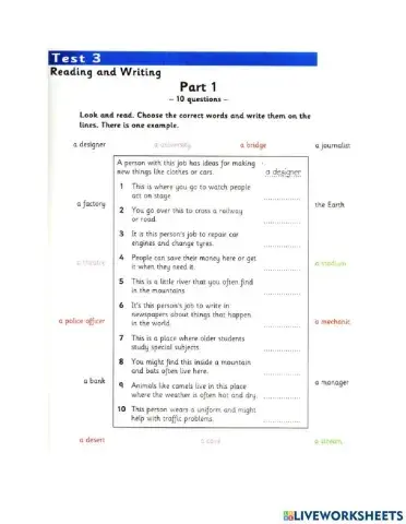 Flyers 2 test 3 R&W part 1-5