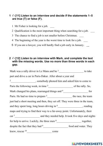 Oxford Exam Trainers B1 unit 5 Listening test