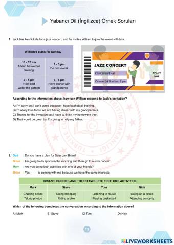 Ekim-Kasım-Aralık Örnek Sorular