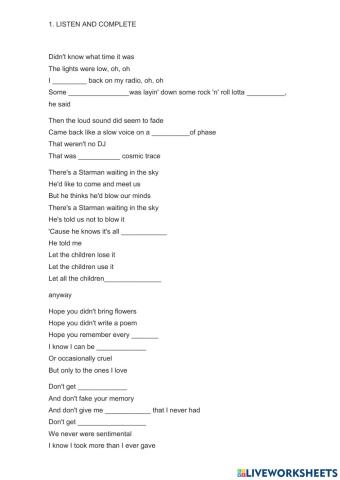 English song activity