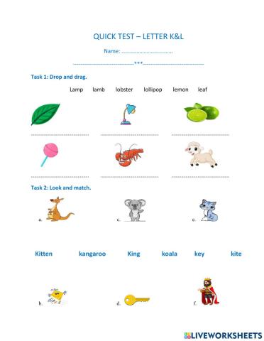 Letter L & K Quick Test