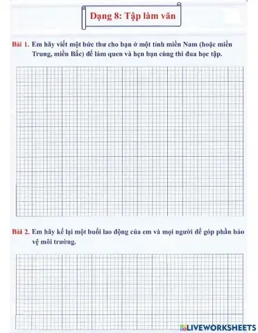 Tiếng Việt 3 lên 4 - Dạng 8: Tập làm văn