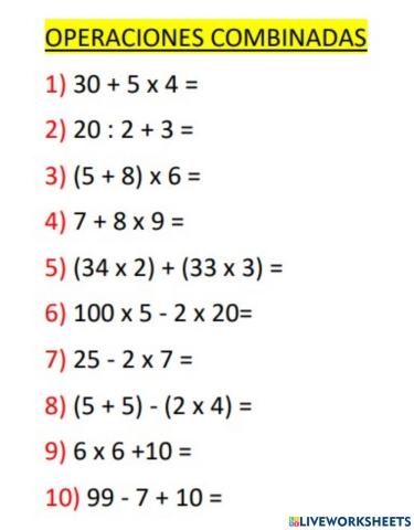 Operaciones combinadas