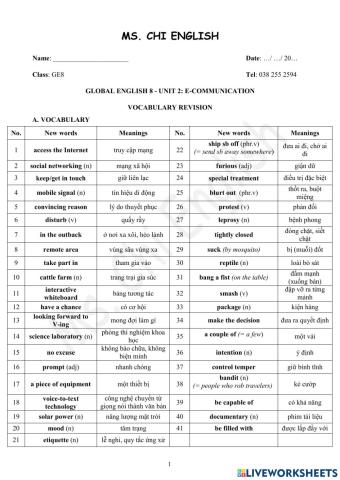 Foreign Teacher-GE8-U2-Vocabulary
