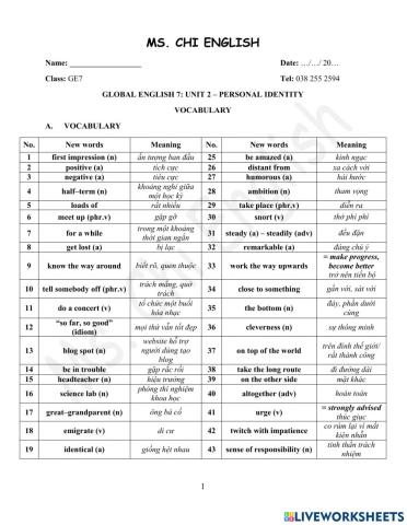 Foreign Teacher-GE7-U2-Vocabulary
