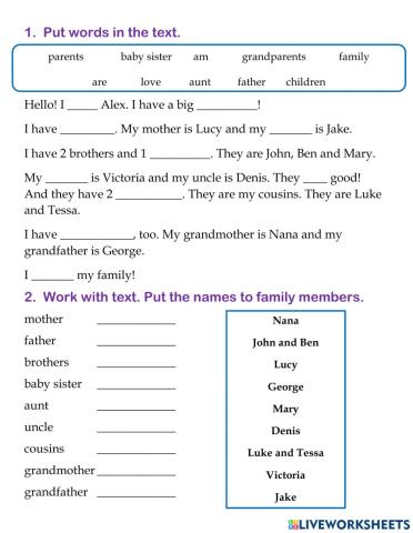 Family members and Pronouns