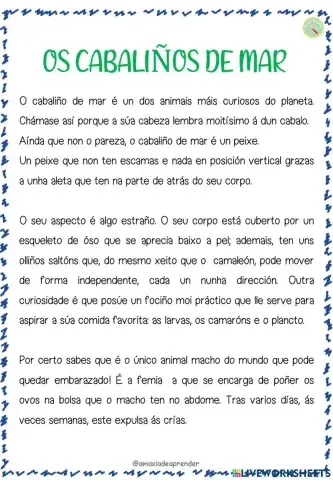 Lectura: Os cabaliños de mar