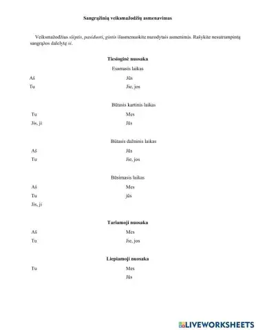 Sangrąžinių veiksmažodžių asmenavimas