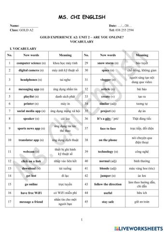 Foreign-Teacher-GOLDA2-U2-Vocab