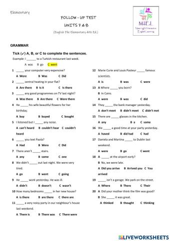 Follow up units 7 & 8