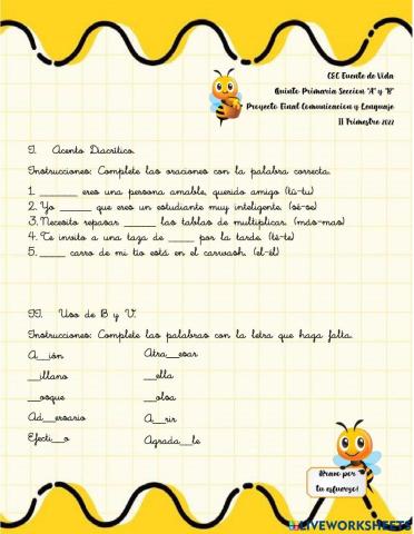 Uso de B y V- Acento Diacrítico