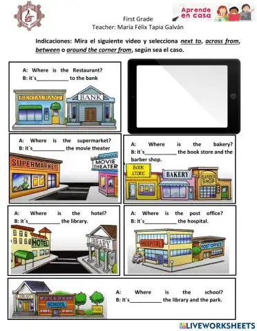 prepositions of place in order to give directions