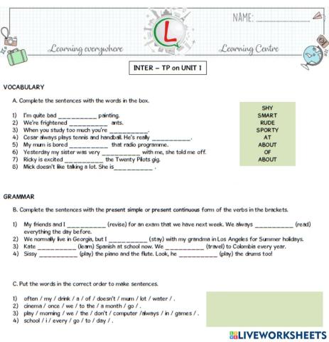 INTER - TP on UNIT 1