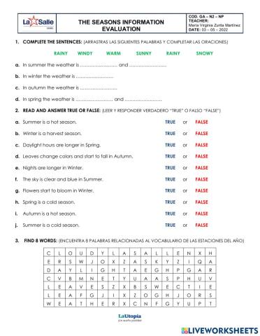 The seasons information test