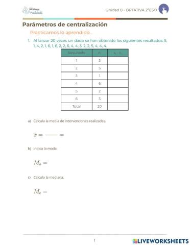 Parámetros de centralización