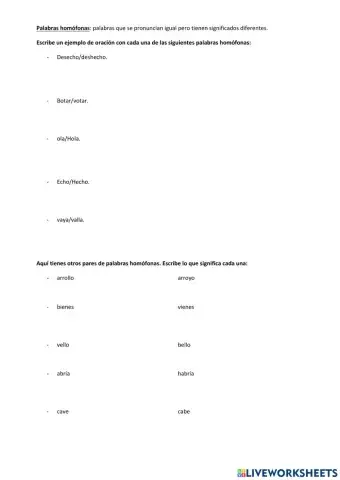 Palabras homófonas