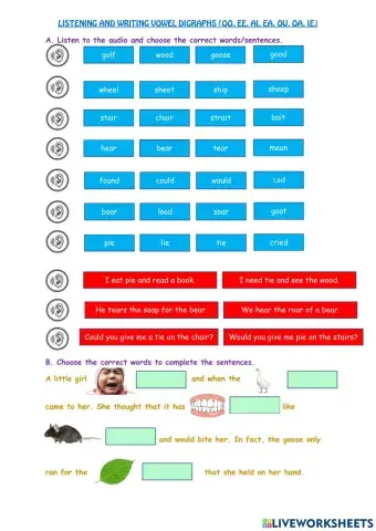 Listening and Writing Vowel Digraphs