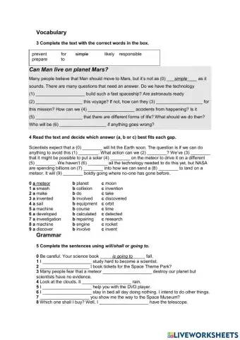 Laser B1 TEST 5 VOCABULARY and GRAMMAR