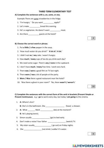 Third term test ELEMENTARY