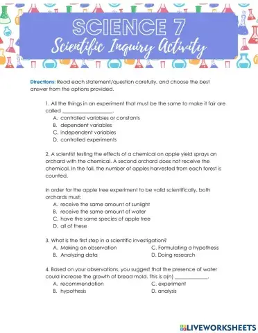 Scientific Inquiry Activity Sheet