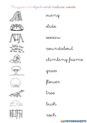 Playground objects and nature words