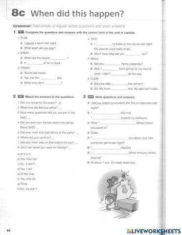 Live Beat 1 Activity book page 64