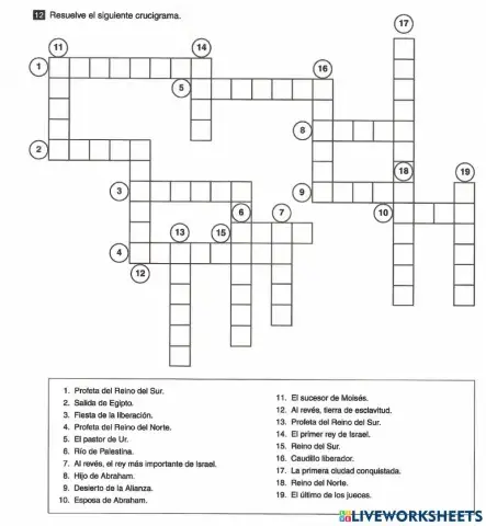 Historia del Pueblo de Israel. Crucigrama