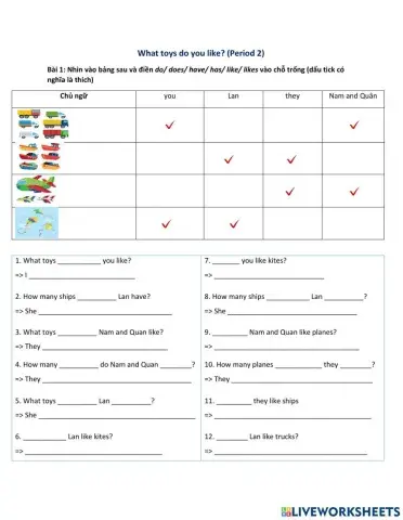 What toys do you like? (Period 2)