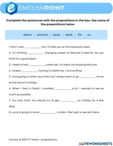 Verbs + preposition
