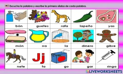 Jj: escribe la sílaba