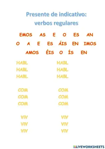 Presente de indicativo: verbos regulares